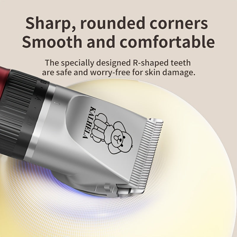 Dog Grooming Clippers with Display, Red Cordless Rechargeable Pet Hair Trimmer with Detachable Blades, Four Guide Combs and Kit Options