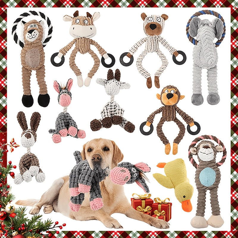 Squeaky Plush Dog Toy Assortment, 10-Piece or 4-Piece Random Animal Set for Supervised Gentle Chewing, Interactive Games and Puppy Playtime
