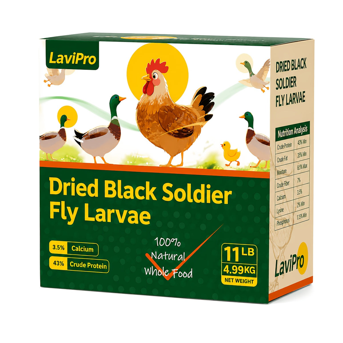 Chicken Grub Treats, Dried Black Soldier Fly Larvae in 5.5 lb or 11 lb Packs for Backyard Hens, Ducks and Wild Birds, Supplemental Foraging Snacks