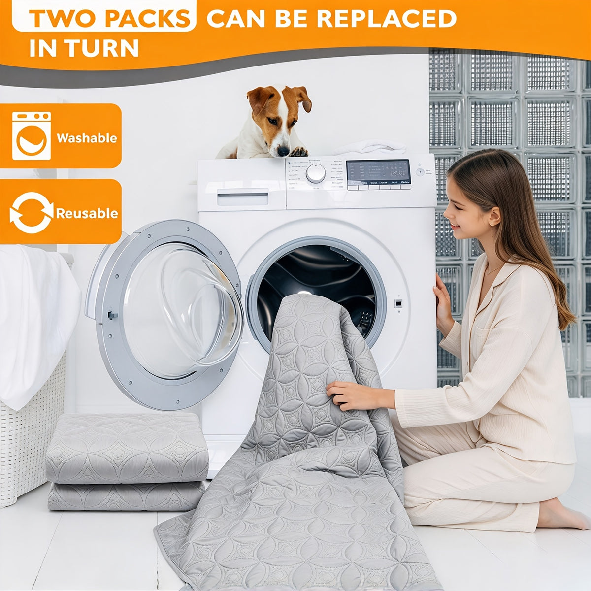 Reversible Dog Blankets 2 Pack, Soft Washable Pet Furniture Protectors for Large Dogs, Couch and Dog Bed Covers in Three Size Options
