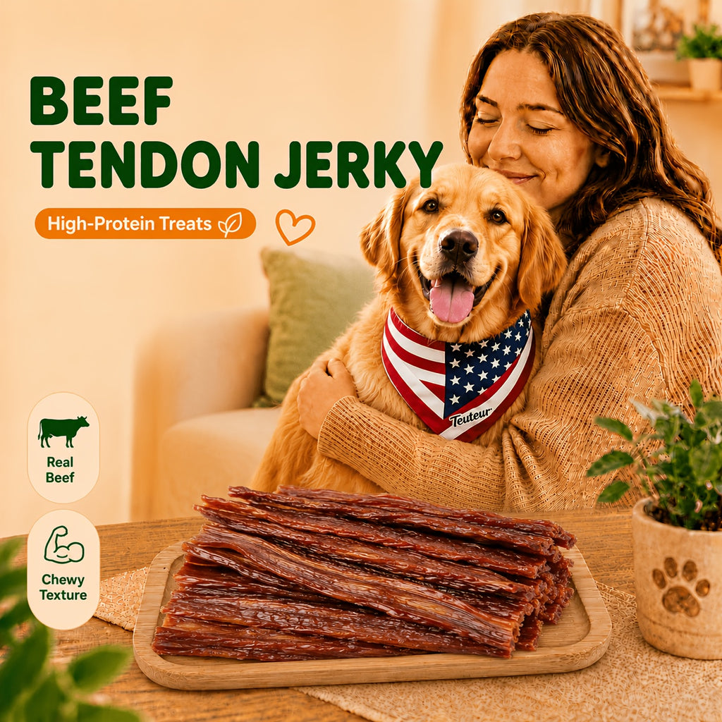 Beef Strips for Dogs 100g Beef Tendon Slices, Canine Snack Treats for Supervised Reward Time, Home Training Practice and Everyday Bonding