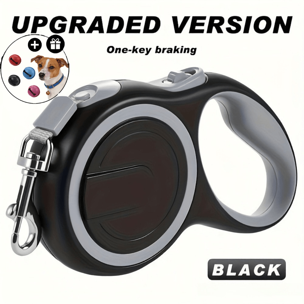 Retractable Dog Leash with 4 Bells, 118-Inch Cushioned Walking Lead for Small and Medium Dogs, Outdoor Training, Camping and Hiking