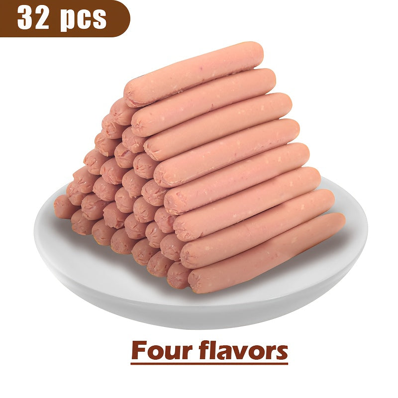 Dog Sausage Snack Packs with Chicken, Duck, Beef and Fish Flavor Options, 16 or 32 Piece Selections and 250g Pack for Everyday Training Rewards