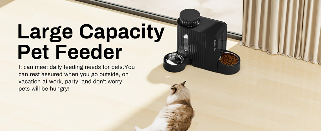 3L Gravity Pet Feeder and Water Dispenser for Cats and Dogs, Stainless Steel Design Without Battery, Black Gray or Blue for Daily Home Care
