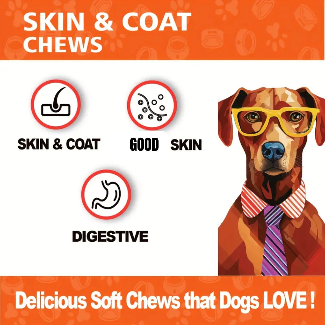 Salmon Oil Soft Chews for Dogs and Cats, 120 Count Omega-3 Fish Oil Supplement for Skin and Coat Care, Salmon Flavor Pet Chews, 300g