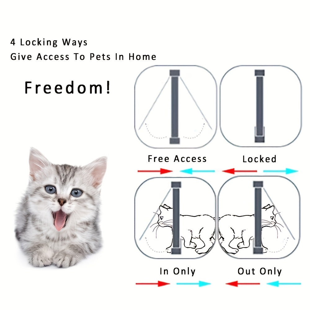 Cat Flap Door with 4-Way Lock, Large Weatherproof Pet Entry for Interior and Exterior Doors, 9.9 x 9.2 Inch Frame with 7.08 x 7.48 Inch Opening