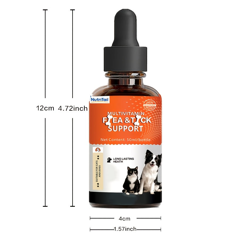 Liquid Vitamins for Dogs and Cats, NutriTail 50ml Compound Vitamin Oral Supplement for Pet Nutrition and At-Home Care Routines