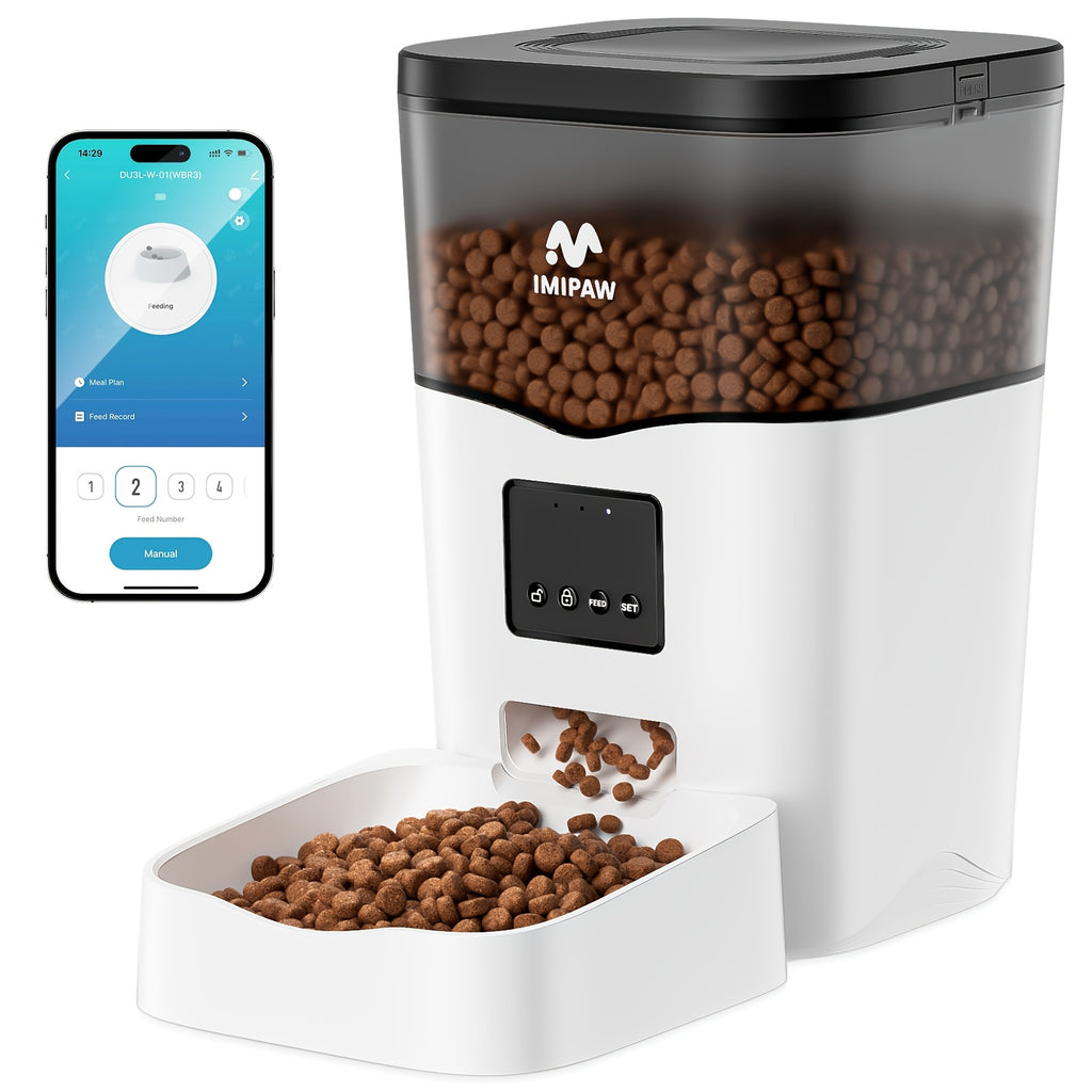 Automatic Cat Feeder with WiFi App Control, 3L Smart Dry Food Dispenser with Scheduled Meals, USB Power and Optional Camera for Cats and Dogs