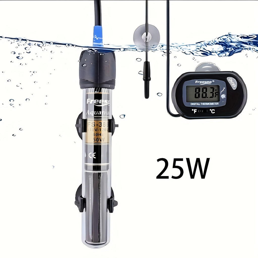 Aquarium Heater with Thermometer, Submersible Fish Tank Water Heater in 25W, 50W, 100W or 300W for Freshwater and Saltwater Setups