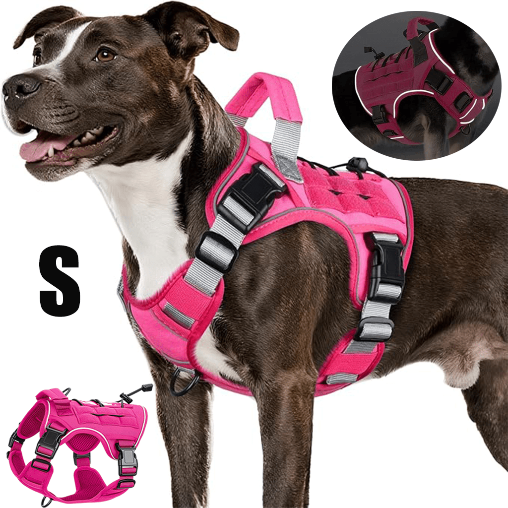 Tactical Dog Harness Vest with Adjustable Reflective Design, Machine Washable Outdoor Walking and Obedience Training Gear in S, M, L and XL