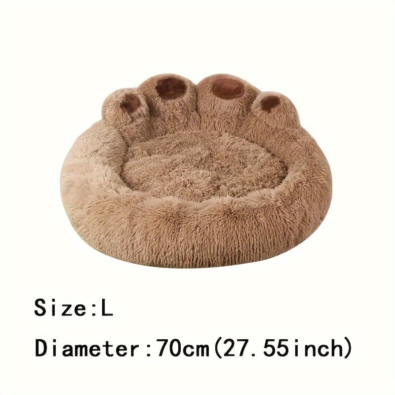 Long Plush Pet Bed with Bear Paw Shape, PP Cotton Filled Dog and Cat Sleeping Cushion with Anti-Slip Bottom, Single Bed and 2PCS Options