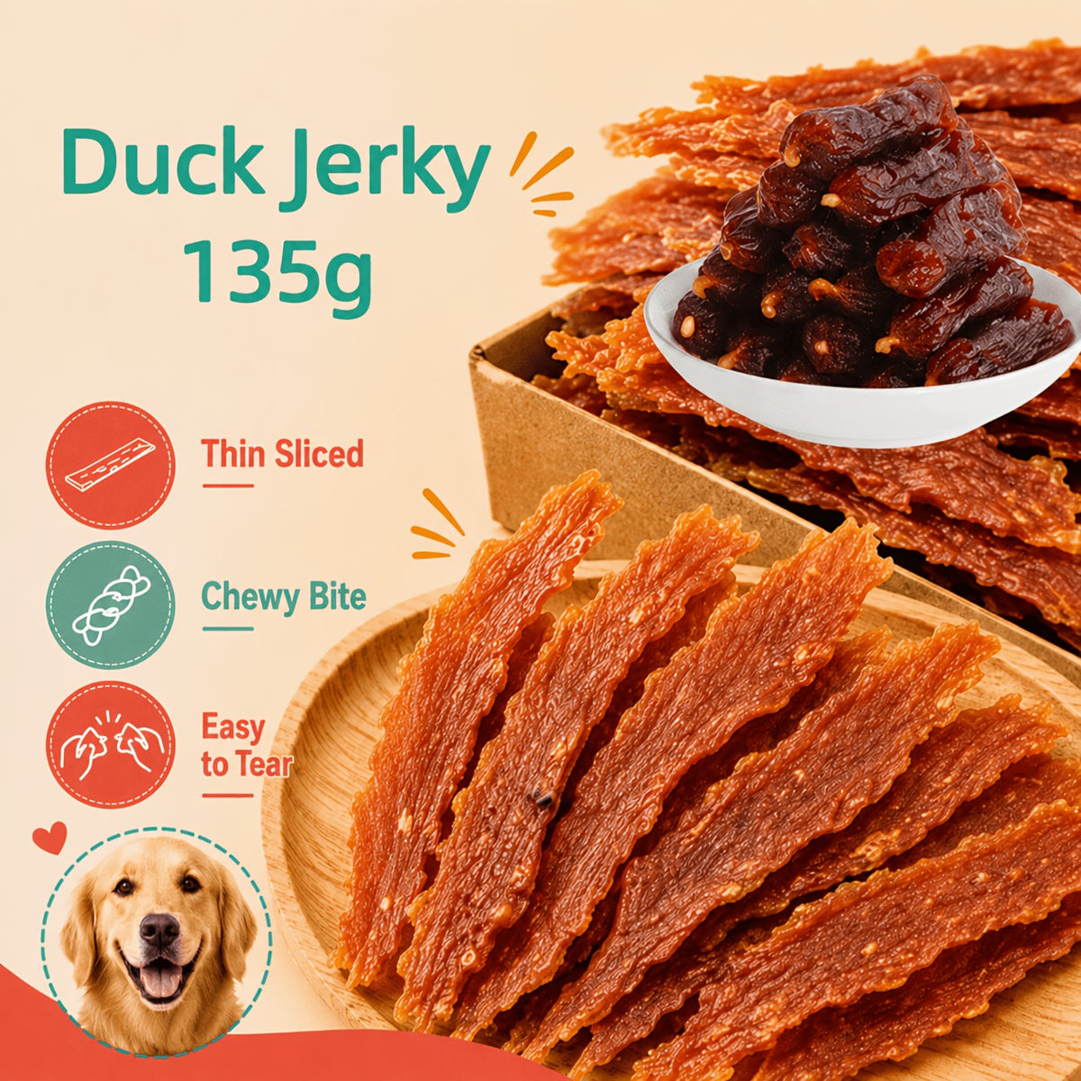 Dog Treat Flavor Selection with Chicken and Duck Jerky Options, Mixed Flavor Snacks for Supervised Training Rewards, Daily Treat Time and Dog Gift Baskets