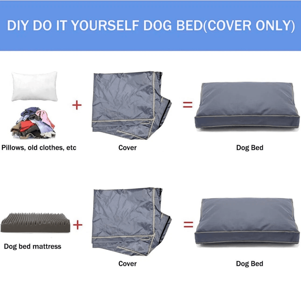 Dog Bed Cushion Cover with Zipper, Soft Washable Water-Repellent Pet Bedding Case in Grey, Black or Navy with Medium to Extra Large Size Options