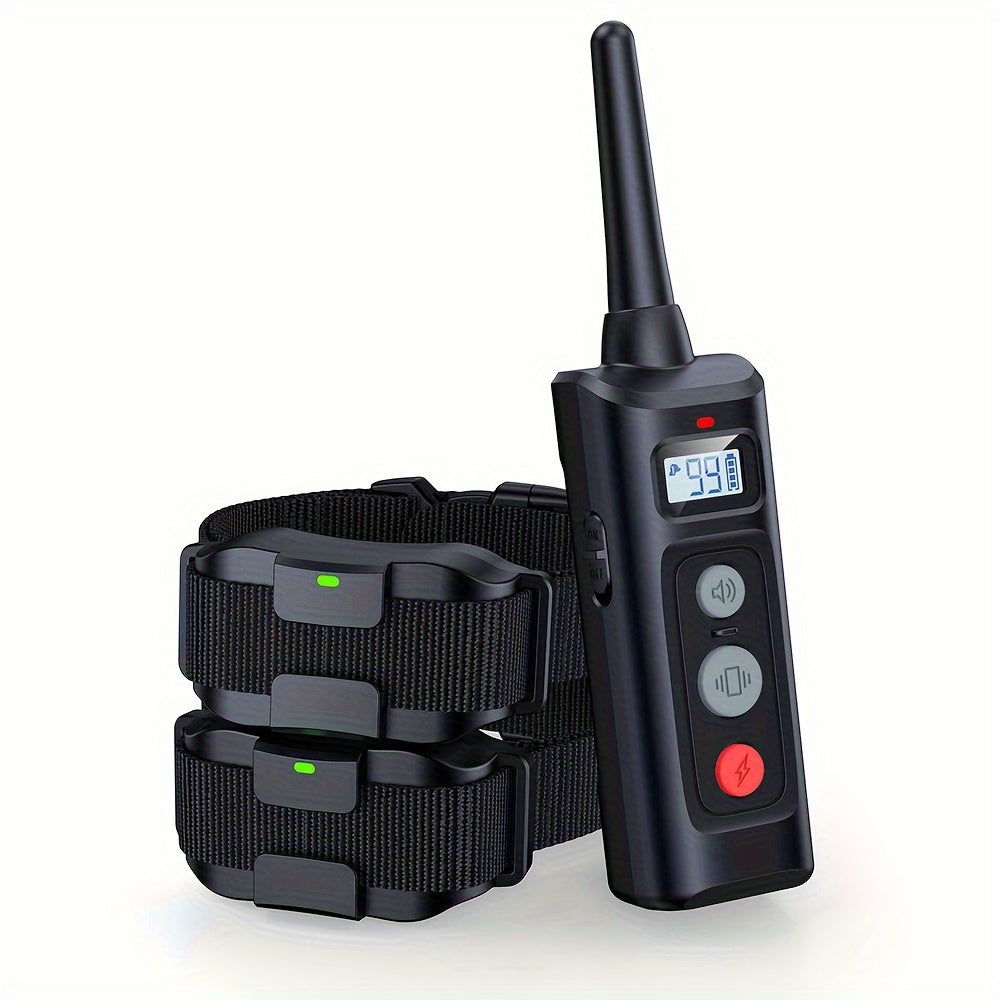 Two Dog Training Collar with Remote, 4000ft Listed Range, Beep, Vibration and Static Modes with Adjustable Straps in Black or Dark Green
