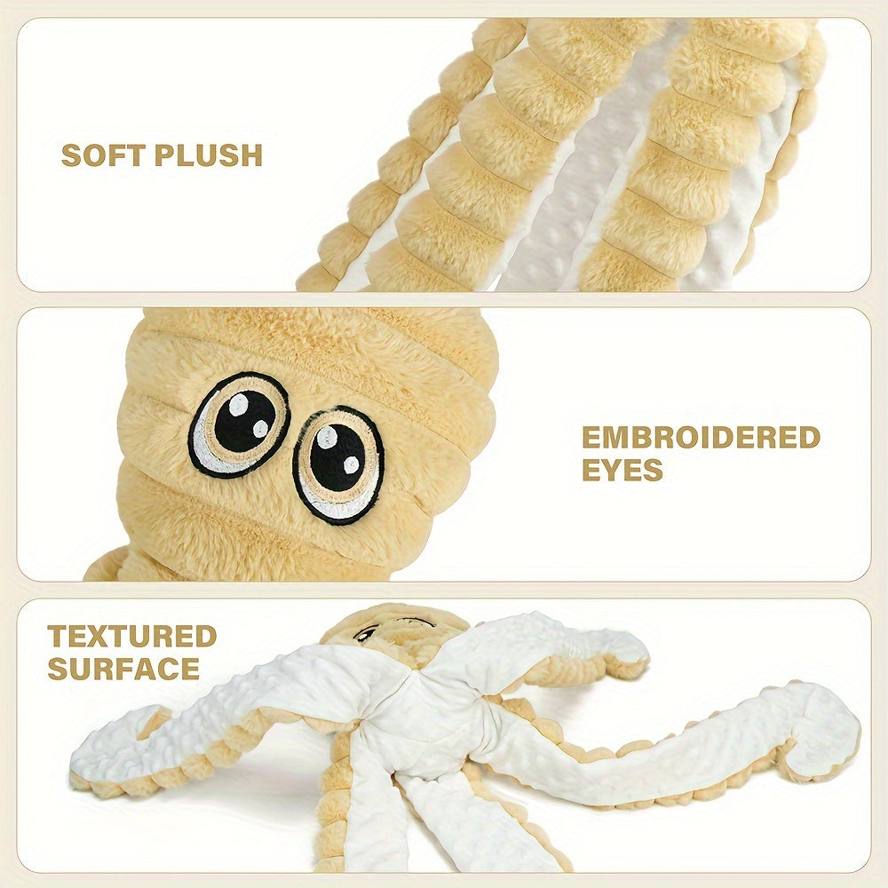 Octopus Plush Dog Toy with Squeaker, Single Soft Stuffed Puppy Play Toy for Supervised Interactive Games, Six Color Options Including Tie-Dye