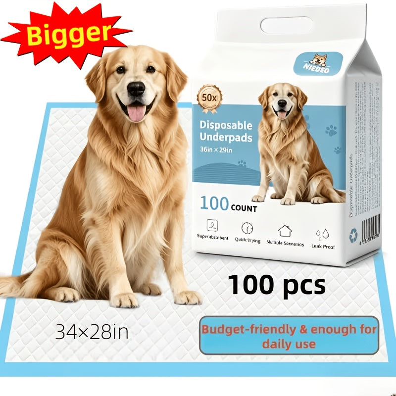 Dog Pee Pads 34 x 28 Inch, Disposable Absorbent Puppy Potty Training Pads with Leak Protection and Odor Control, 100 or 126 Count Options
