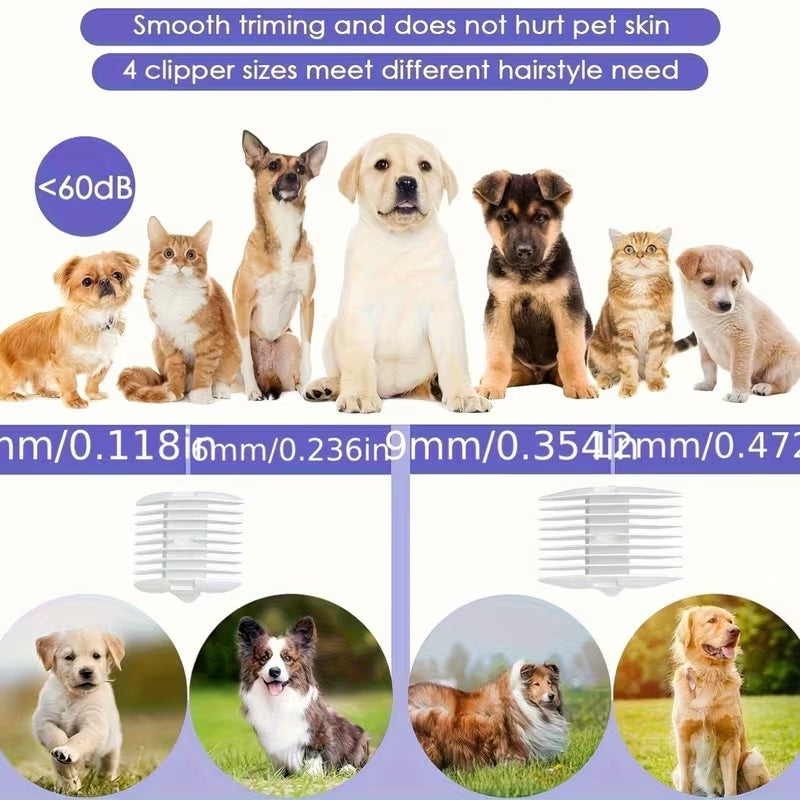 Pet Grooming Vacuum 12000Pa with 2.2L Dust Cup and 3 Suction Levels, Orange or Purple Dog Hair Collection System with 8-in-1 Kit Options