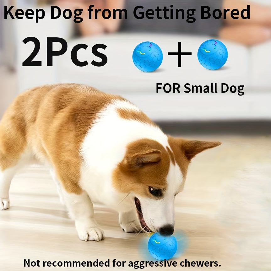 Interactive Pet Balls 2 Pack with Motion Sensor and Flashing Lights, USB Rechargeable Jumping and Rolling Toys for Small Dogs and Cats, Two Modes