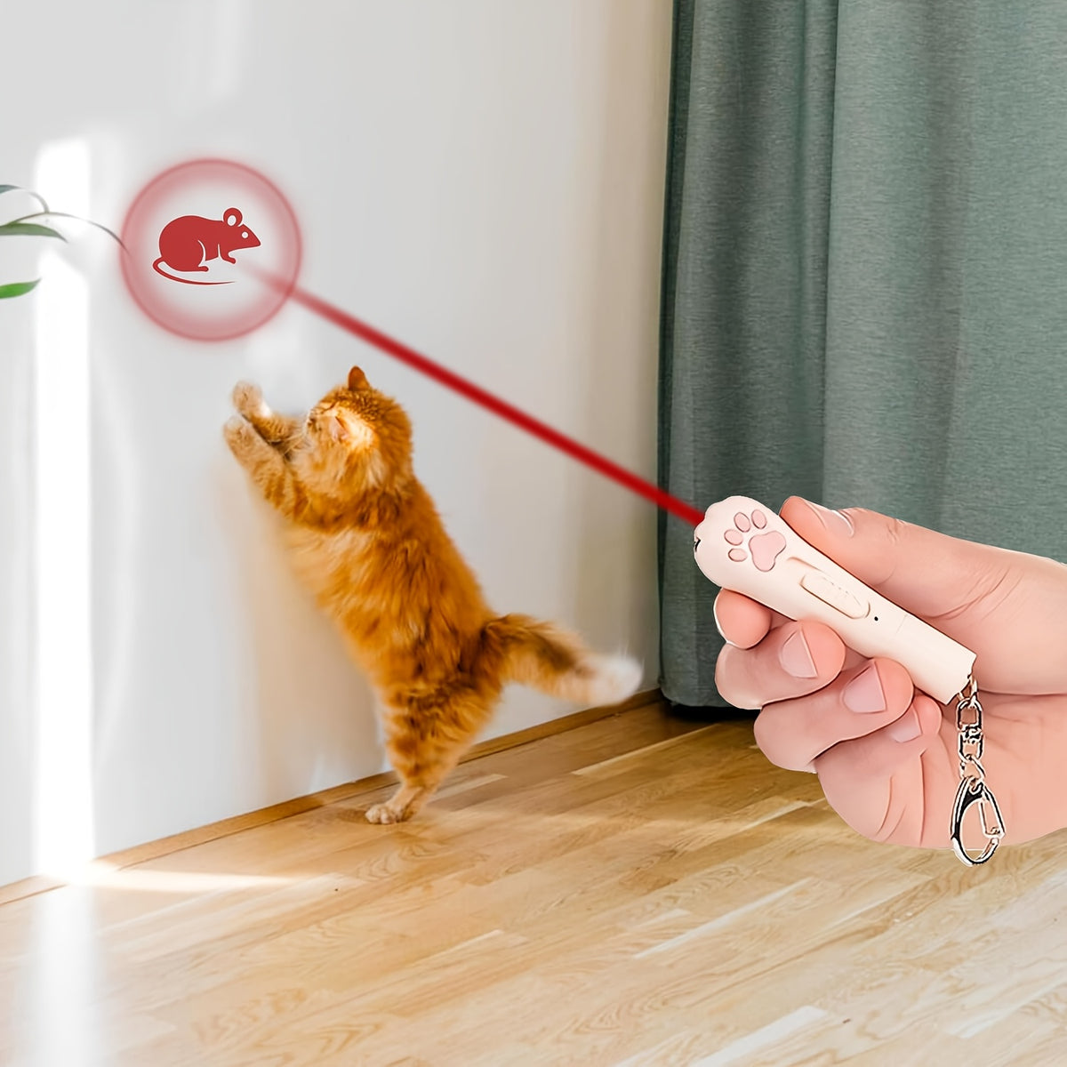 Rechargeable Cat Teaser Toy, 7-in-1 USB Interactive Cat Toy with Bonus Mouse for Indoor Chasing, Daily Exercise and Supervised Play in Pink or Blue
