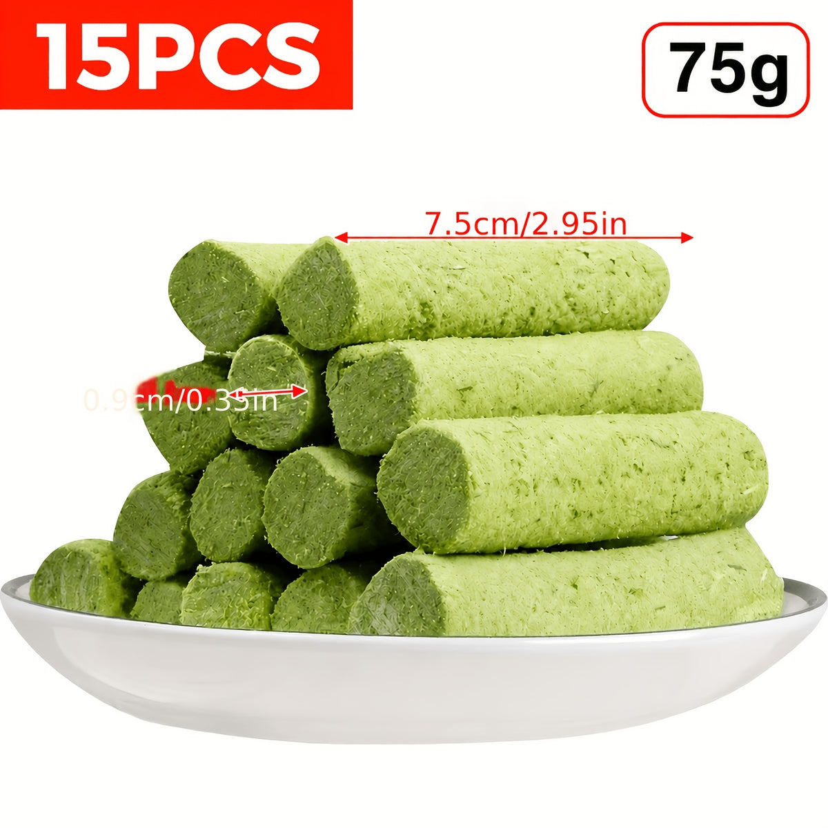 Dog Grass Snack Sticks 15 Count, Green Rod-Shaped Chew Treats for Supervised Reward Time, Everyday Snacking and Dog Lover Gift Baskets