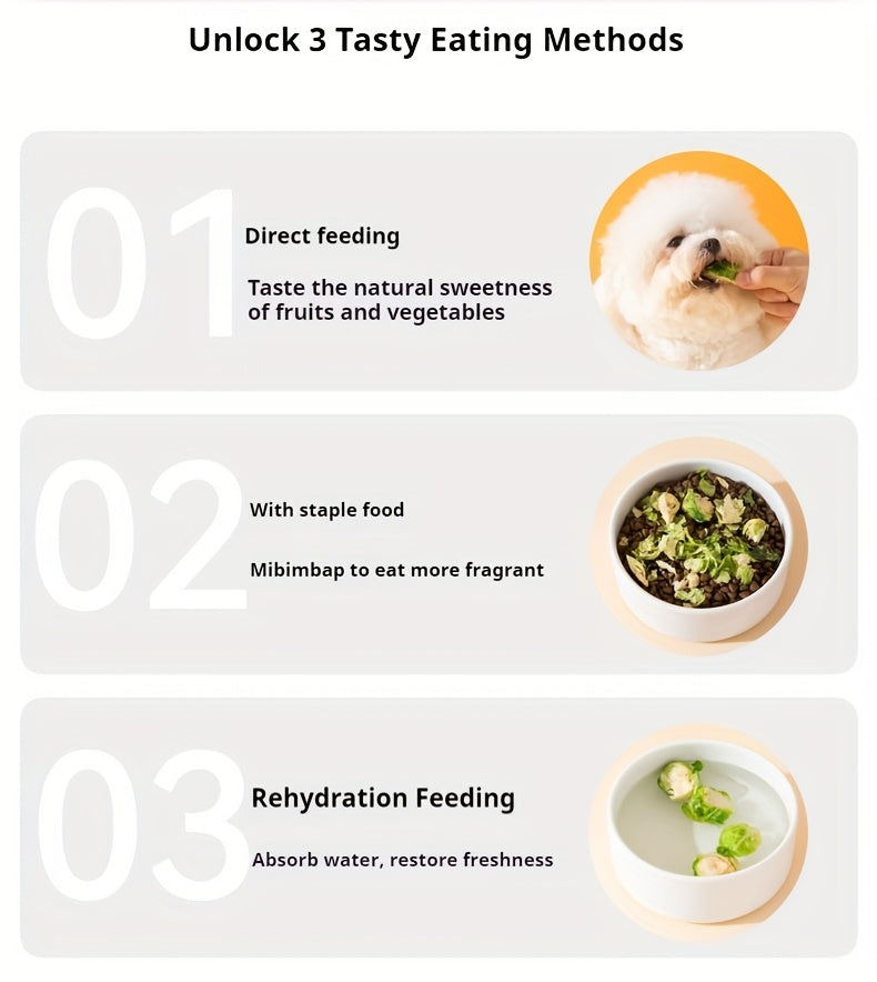 Freeze Dried Dog Treats with Fruit and Vegetable Options, Six Selectable Snack Styles for Supervised Training Rewards and Dog Food Toppers