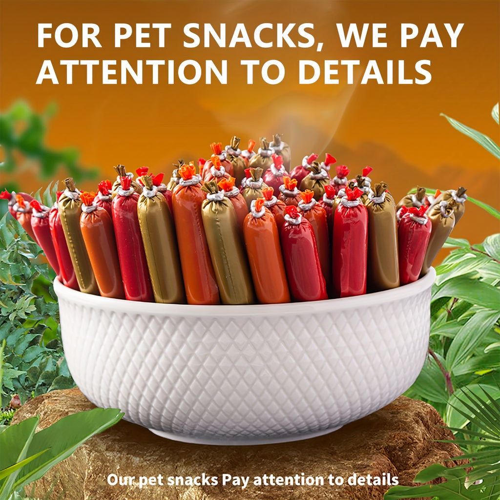 Dog Sausage Snack Packs with Chicken, Duck, Beef and Fish Flavor Options, 16 or 32 Piece Selections and 250g Pack for Everyday Training Rewards
