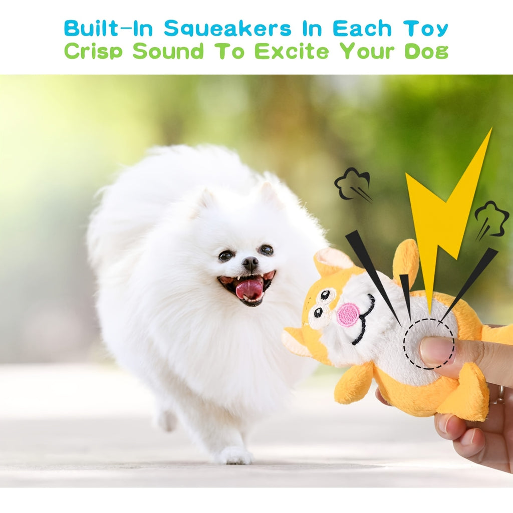 Puppy Squeaky Toy Bundle, 6 or 12 Soft Stuffed Plush Dog Toys for Small and Medium Dogs, Supervised Gentle Play and Everyday Toy Rotation