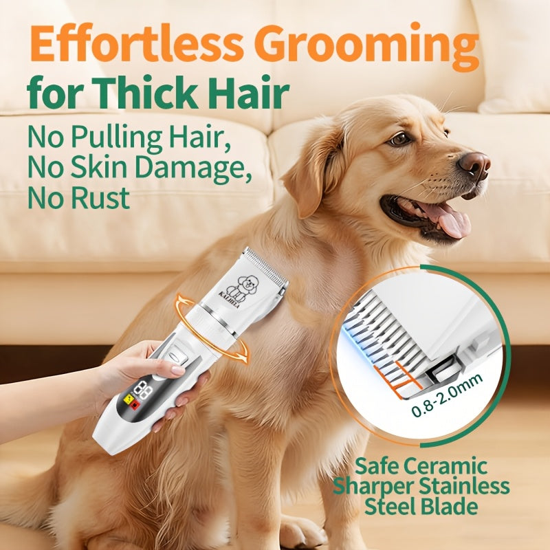 Adjustable Dog Hair Trimmer, Rechargeable Cordless Low-Noise Pet Grooming Clippers with Guide Comb Options for Dogs and Cats, Three Package Choices