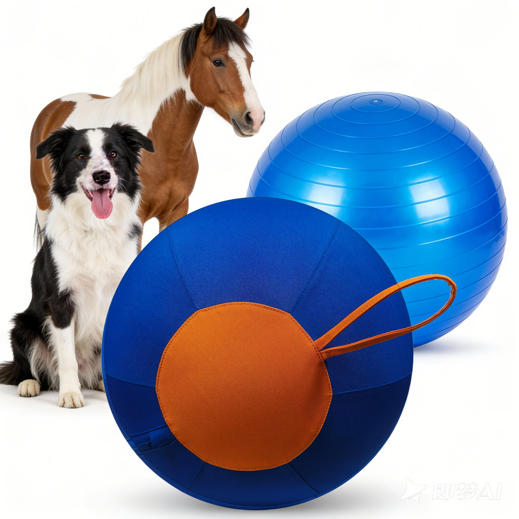 Herding Ball for Dogs with Handle and Air Pump, Large Inflatable Outdoor Training Toy for Australian Shepherds, Border Collies and Backyard Play