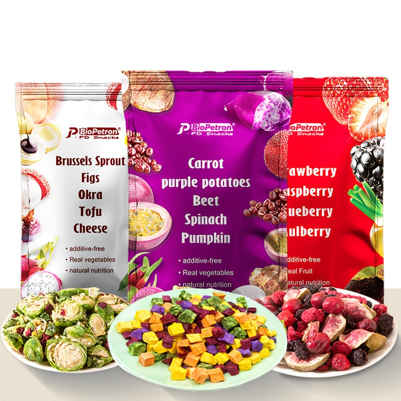Freeze Dried Dog Treats with Fruit and Vegetable Options, Six Selectable Snack Styles for Supervised Training Rewards and Dog Food Toppers