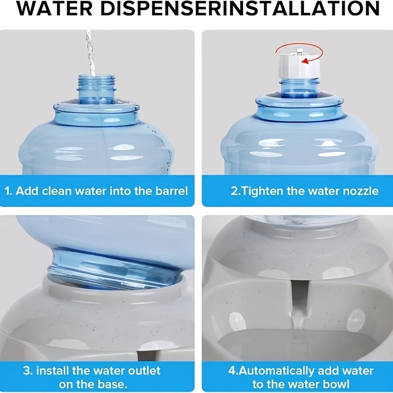 Gravity-Fed Dog Water Dispenser 2.91 Gallon, Gray Large Capacity Pet Waterer for Dogs and Cats, Automatic Refill Drinking Station for Home