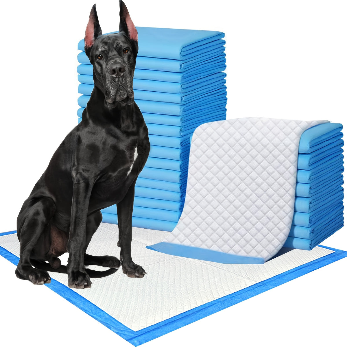 Extra Large Puppy Pads with 8-Layer Absorbent Design, Dog Potty Training Mats for Floors, Crates and Travel, Multiple Sizes in 39 to 100 Count Packs