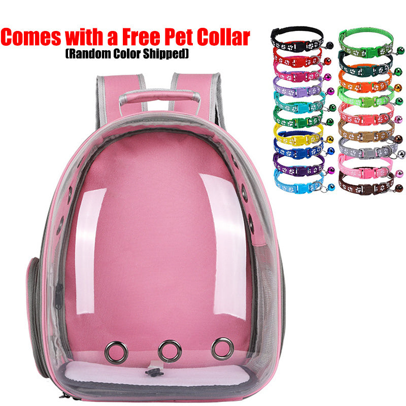 Transparent Capsule Cat Backpack, Breathable Portable Pet Carrier for Everyday Outings and Vet Visits, One-Size Pink and Black Style Options