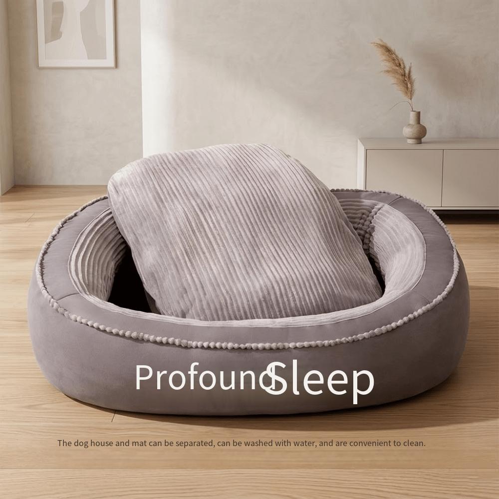 Oval Memory Foam Dog Bed with Removable Washable Cushion and Non-Slip Bottom, Cozy Pet Sofa in Grey or Brown, M to XXL Sizes for Home Rest
