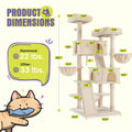 Multi-Size Cat Tree Tower for Indoor Cats, 36 65 68 or 81 Inch Multi-Level Pet Furniture with Sisal Scratching Posts and Plush Resting Areas