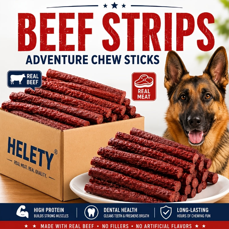 Beef Strip Dog Treats with Multi-Flavor Skewer Option, Chewy Snack Selections for Supervised Training Rewards, Walks and Everyday Treat Time