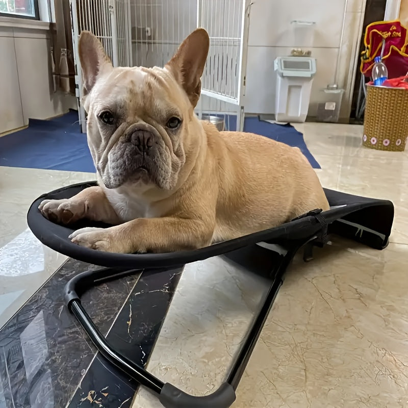 Rocking Dog Bed for Small and Medium Dogs, Foldable Height-Adjustable Pet Lounger with Breathable Mesh and Thickened Resting Pad