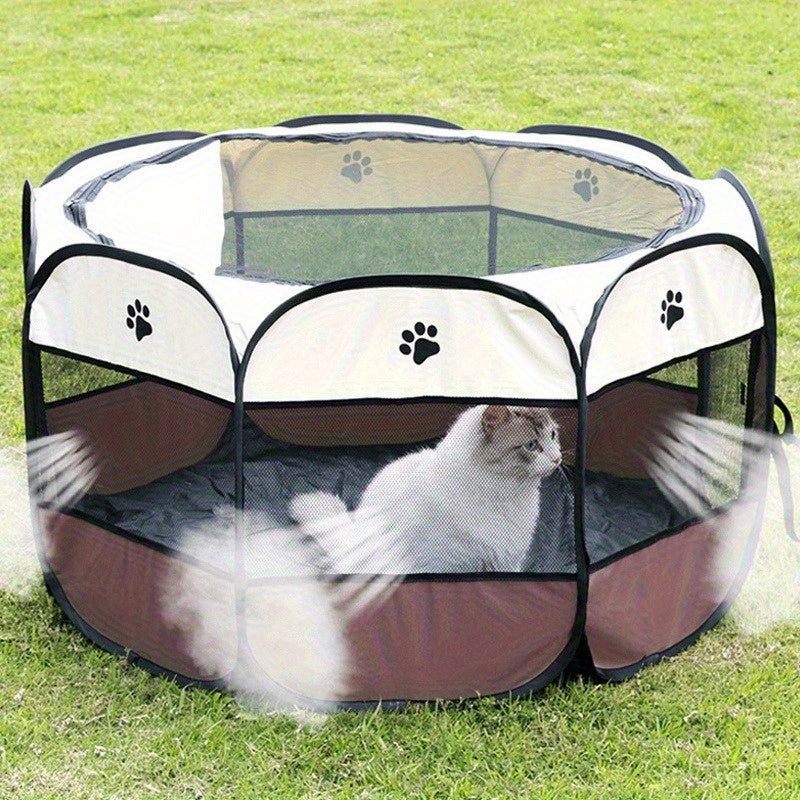 Portable Octagonal Pet Playpen, Foldable Oxford Cloth Travel Enclosure with 30, 37 and 46 Inch Size Options for Supervised Indoor and Outdoor Use