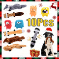 Stuffless Dog Toys 10 Pack with Crinkle and Squeaky Sounds, Random Animal Plush Assortment for Supervised Puppy Play, Gentle Fetch and Toy Rotation
