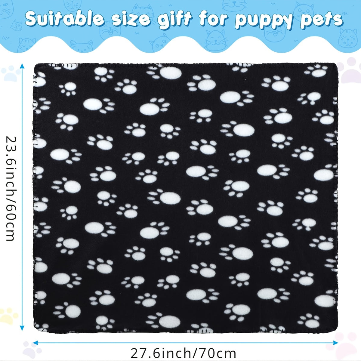 Dog and Cat Fleece Blankets 20 Pack, Soft Paw Print Pet Throws 23.6 x 27.6 Inches, Hand Washable Bedding Layers for Crates and Resting Areas