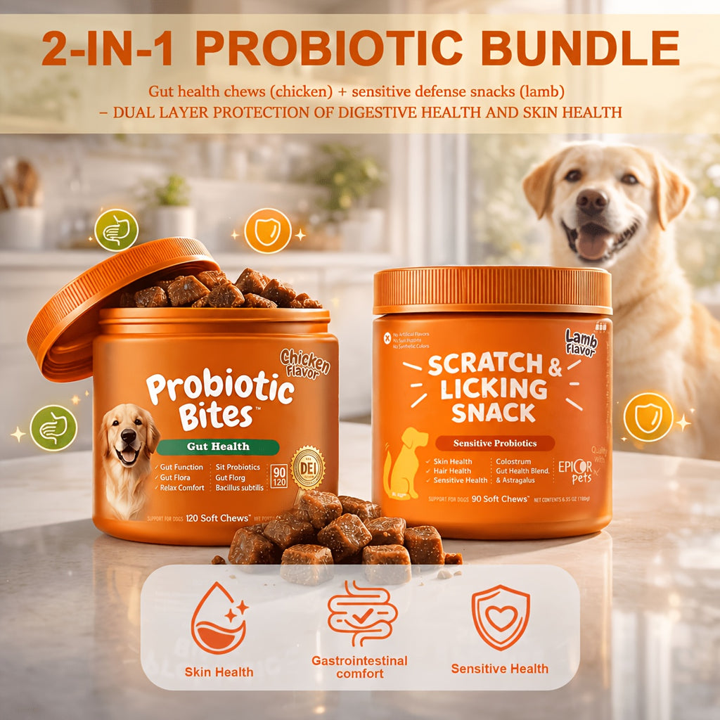 Dog Probiotic Capsules 240 Count Nutrition Combination Set for Owner-Managed Canine Supplement Routines and Everyday Pet Care Planning