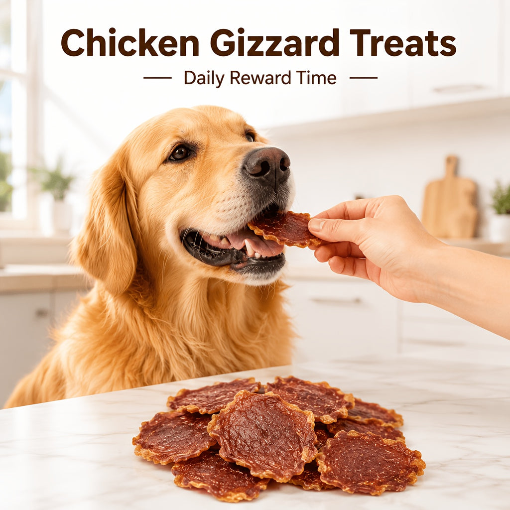 Chicken Gizzard Jerky for Dogs 7.05 oz, Grain-Free High-Protein Dog Treat Slices with No Artificial Flavors for Positive-Reward Training