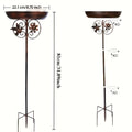 Bird Bath with Sunflower and Hummingbird Accents, Bronze Metal Outdoor Basin with 5-Claw Ground Stake for Garden and Backyard Decor, No Fountain