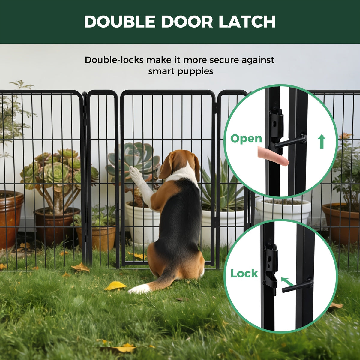 Dog Exercise Pen with Gate, Heavy-Duty Metal Dog Playpen in 8 to 48 Panel Options, Black or White Indoor Outdoor Fence for Yard and RV Camping