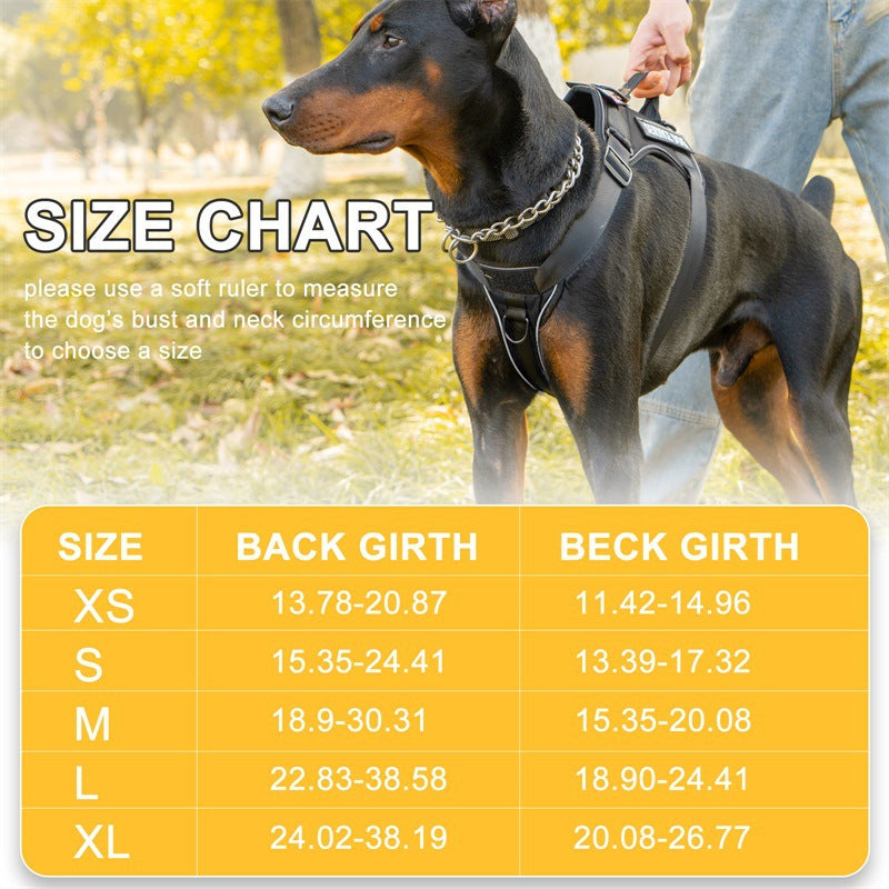 Dog Harness Patch Kit with 5 Patches, Reflective Adjustable Oxford Walking Vest with Mesh Lining, Padded Handle and Three Leash Rings, XS to XL