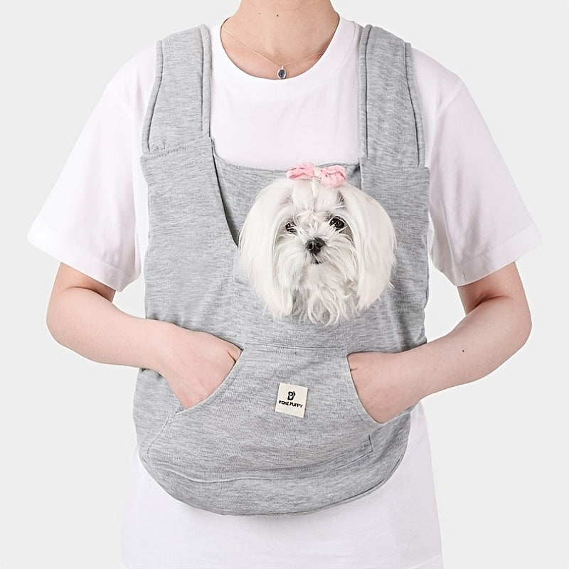 Small Dog Chest Carrier with Front Pocket, Foldable Head-Out Pet Carrying Bag with Adjustable Straps for Dogs up to 5.5 lbs and Cats up to 7.7 lbs