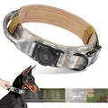 AirTag Holder Dog Collar with Handle, Adjustable Tactical Collar in Digital Camouflage for Medium and Large Dogs, M L XL, AirTag Not Included