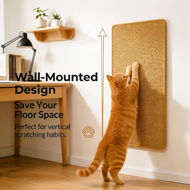 Cat Scratching Mat with Adhesive Strip, 24 Inch Sisal Rope Furniture Protector for Compatible Sofa Corners and Wall Scratching Areas