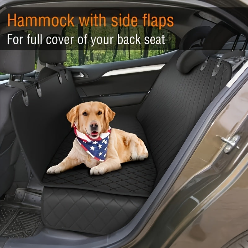 Water-Resistant Dog Car Seat Cover, 600D Oxford Rear Seat Protector, Pet Hammock and Cargo Liner with 4 Headrest Anchors and 2 Seat Anchors