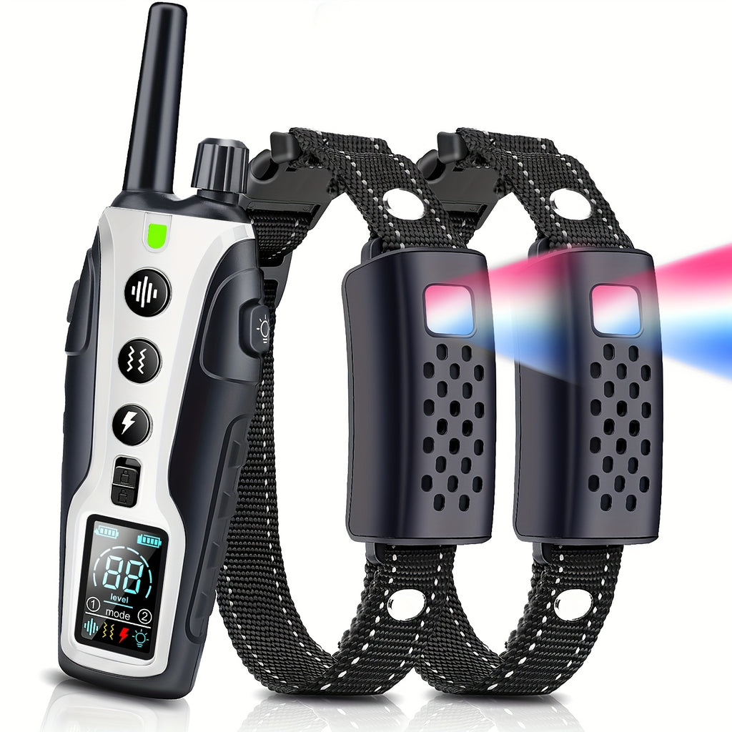 Dog Training Collar with Night Light, 3280ft Listed Remote Range, USB Rechargeable with Keypad Lock, Beep, Vibration and Static Modes for 1 or 2 Dogs